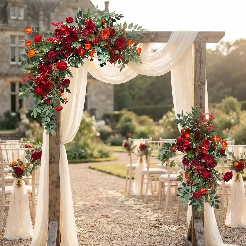 Fleurs Rouges Romantiques Pour Arche Minimaliste