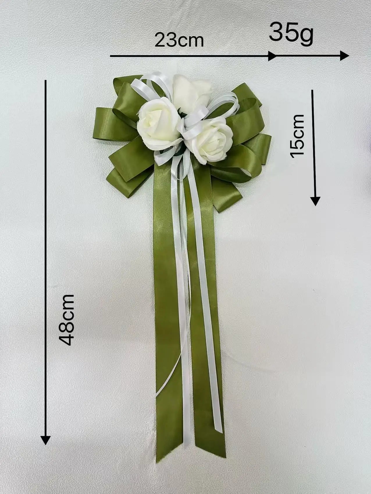Fleurs à Ruban Vert pour Voiture Mariage Unique