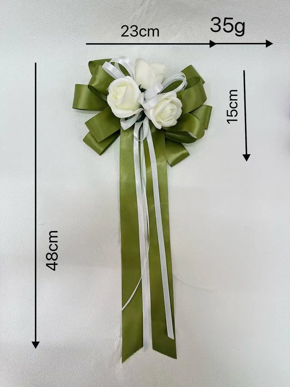 Fleurs à Ruban Vert pour Voiture Mariage Unique