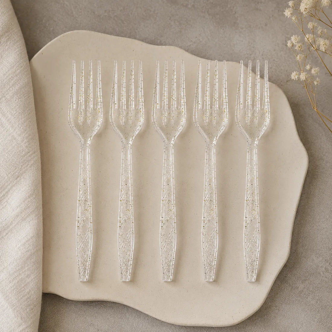 Fourchettes Jetables Pailletées Uniques