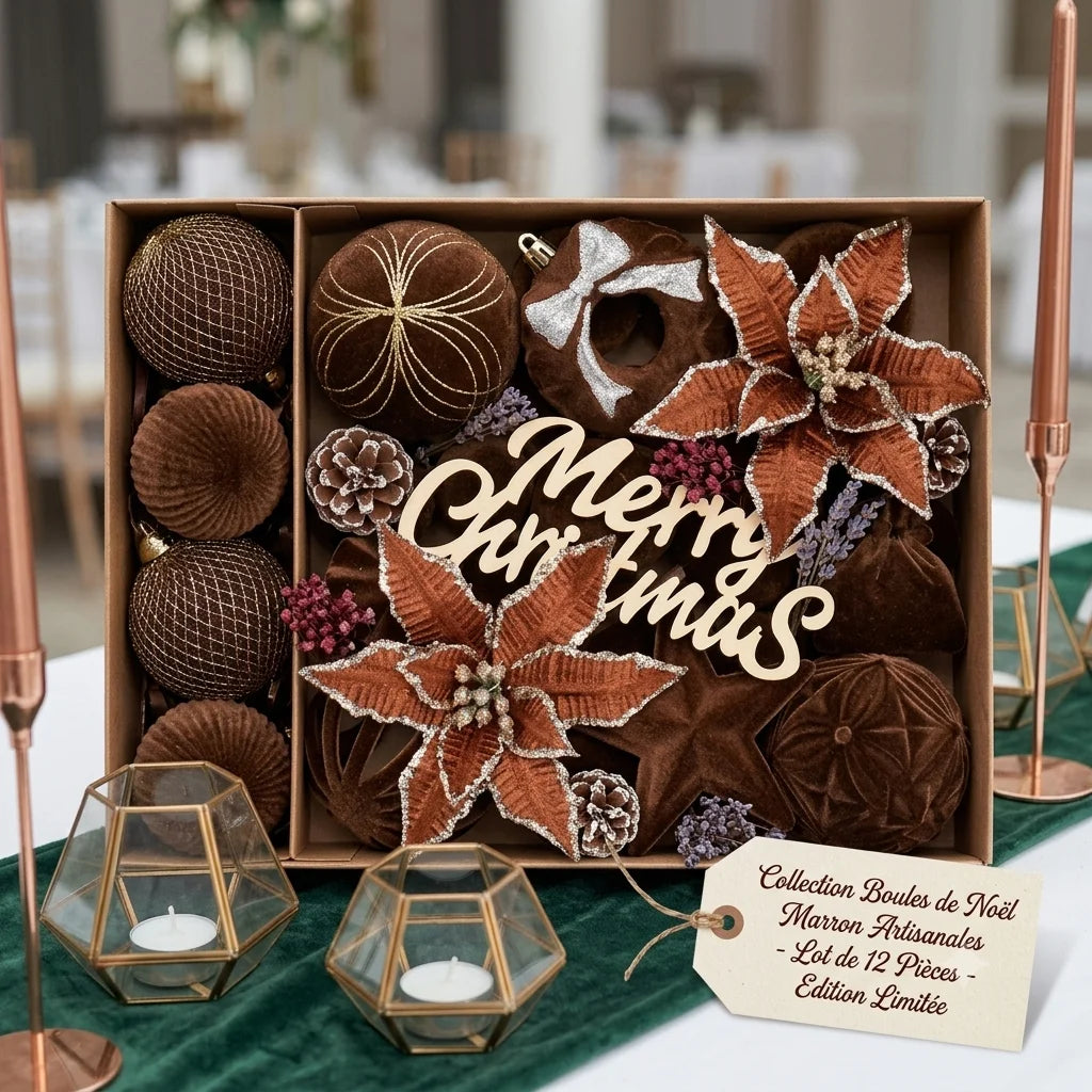 Boules de Noël Artisanales Marron