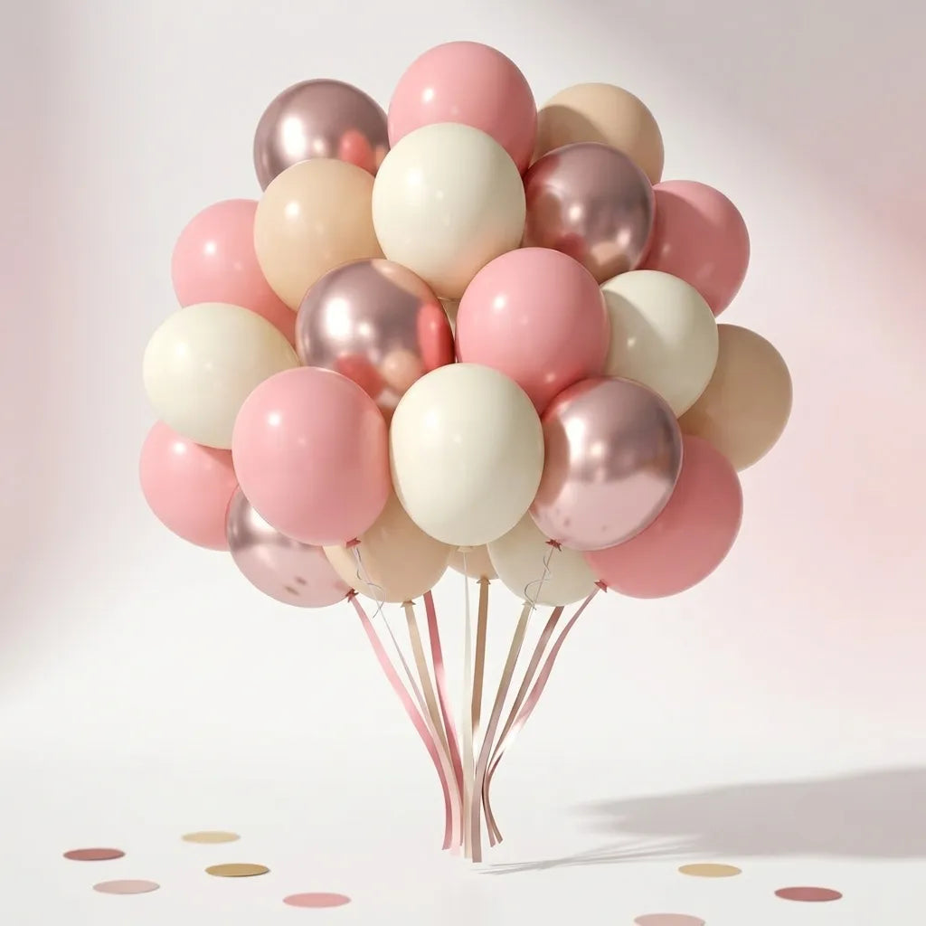 Ballons Anniversaire Métalliques en Latex Rose