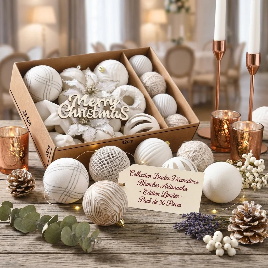 Boules Décoratives Blanches Artisanales