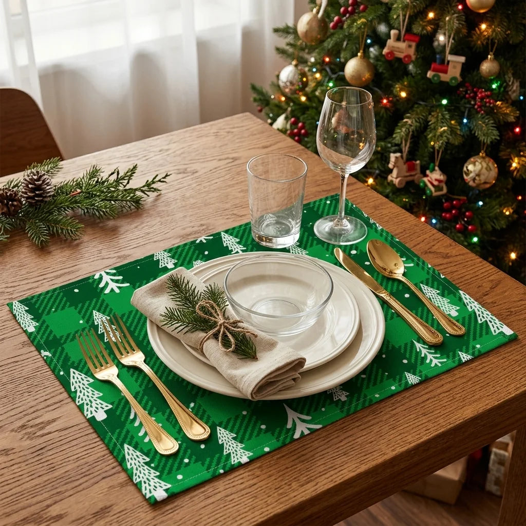 Set de Table Noël Vert à Carreaux