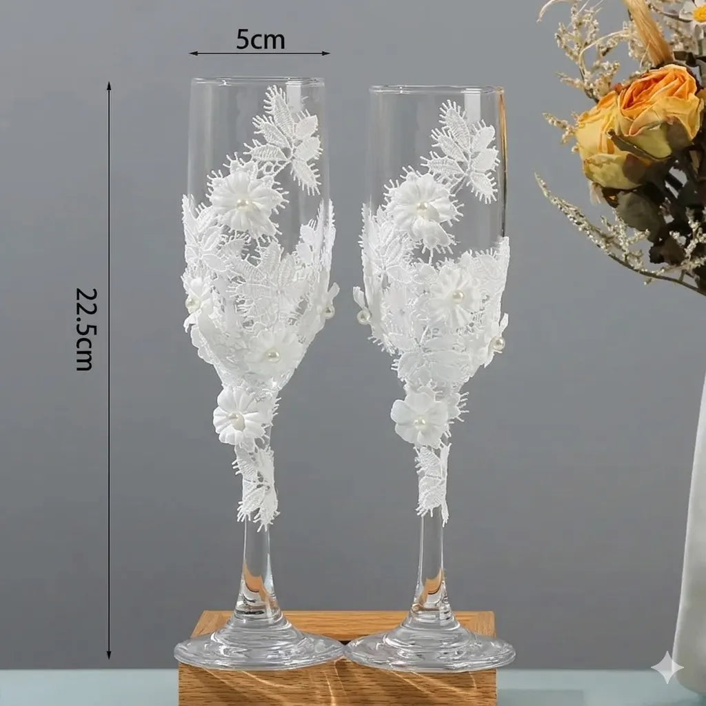 Verre à Fleurs en Dentelles