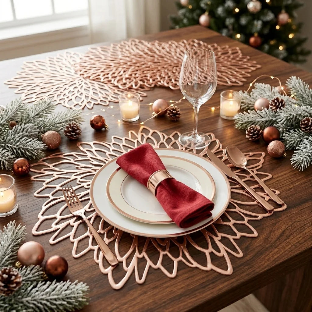 Set De Table Noël Rose Gold Stylé