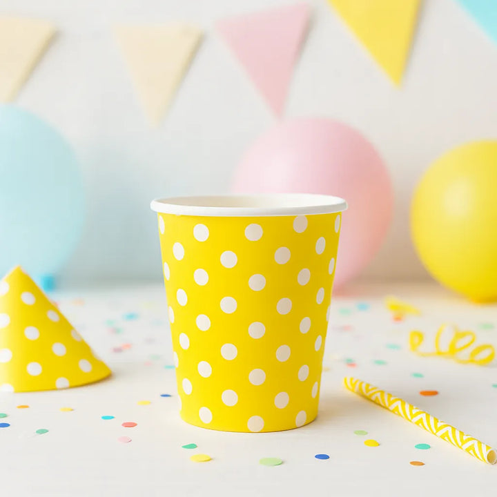 Gobelet Anniversaire à Pois Jaune