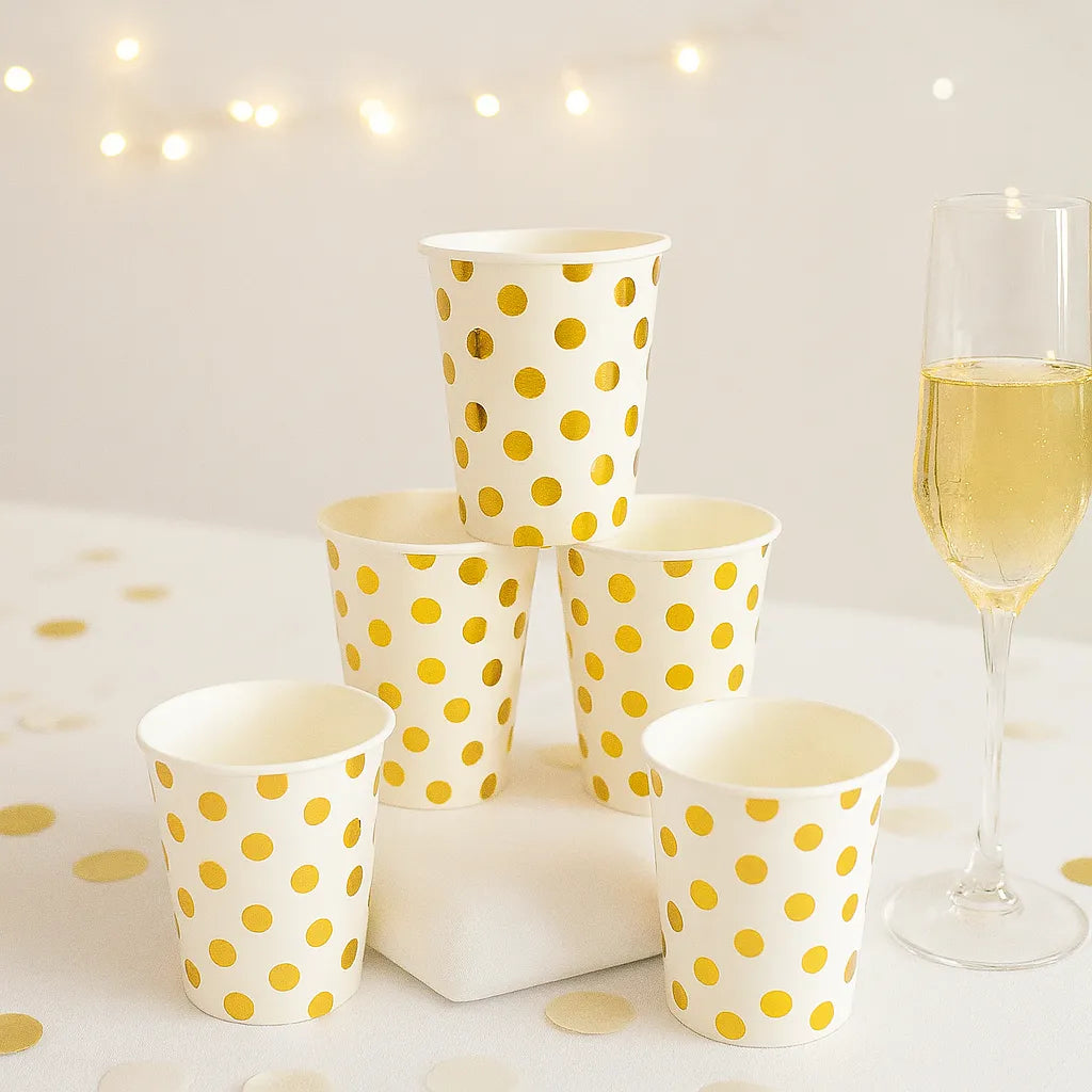 Gobelet Blanc à Pois Dorés 1