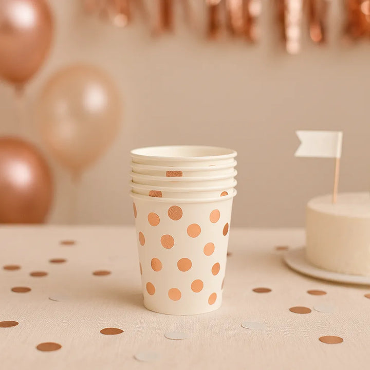 Gobelet Blanc à Pois Rose Gold 1