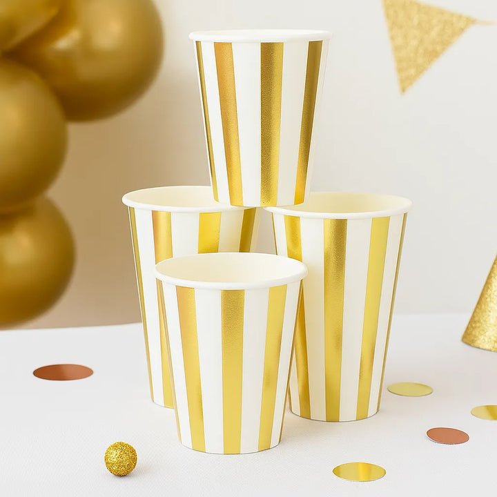 Gobelet Blanc à Rayures Dorées 1