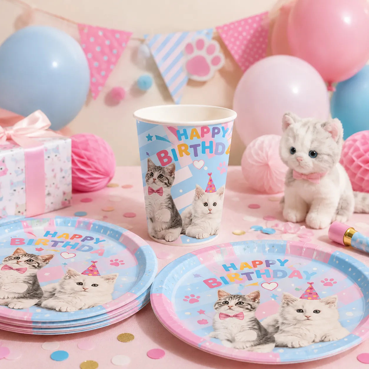 Gobelet Happy Birthday Chat Kawai