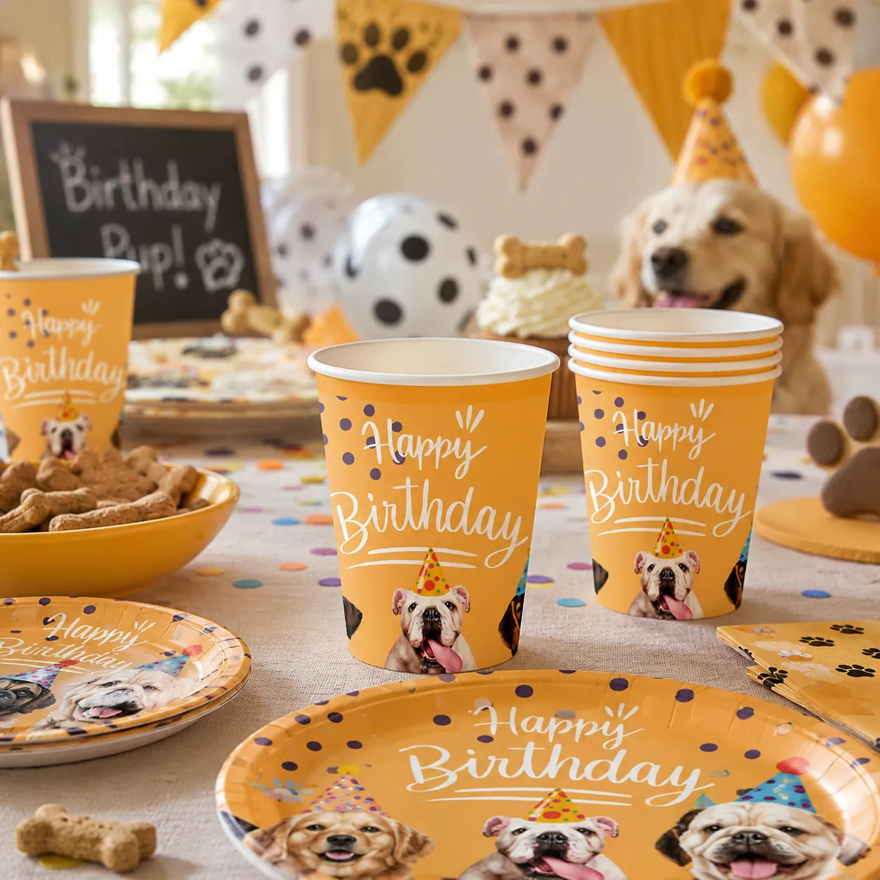 Gobelet Happy Birthday Chien Orange
