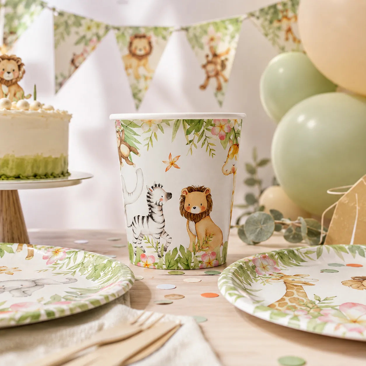 Gobelet Jetable Animaux de la Jungle Kawai