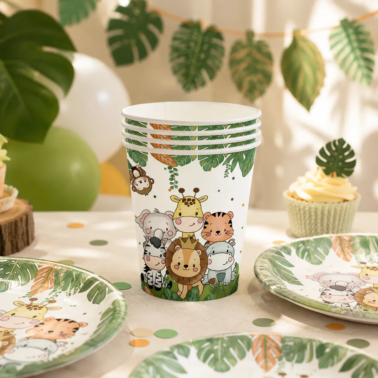 Gobelet Jetable Animaux de la Jungle Mignon Beau