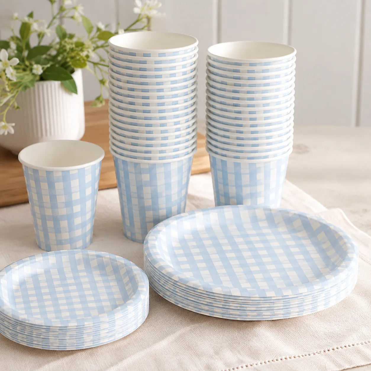 Gobelet Jetable Carreaux Bleu Beau