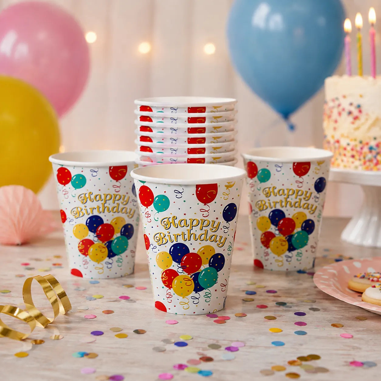 Gobelet Jetable Happy Birthday Ballons Oiginal