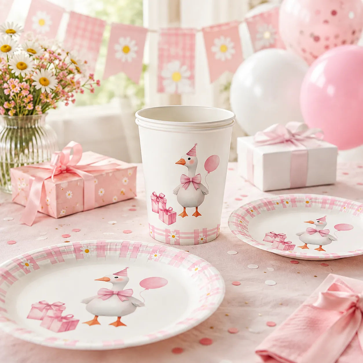 Gobelet Jetable Oie Rose Kawai