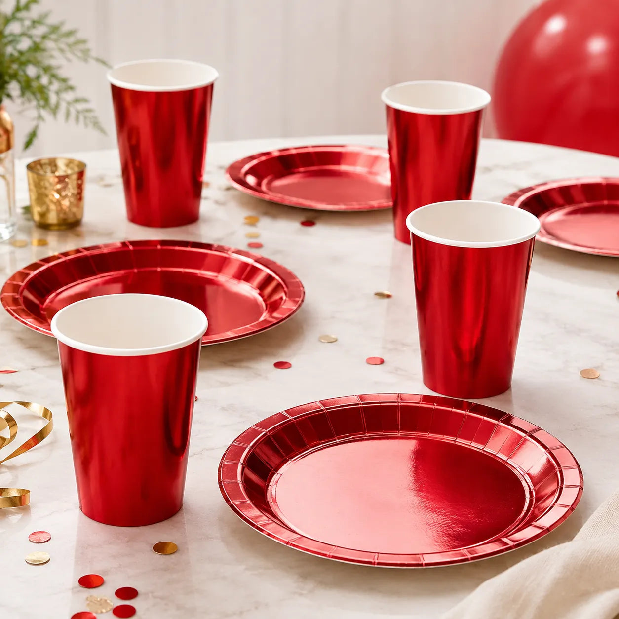 Gobelet Jetable Rouge Métallisé Beau