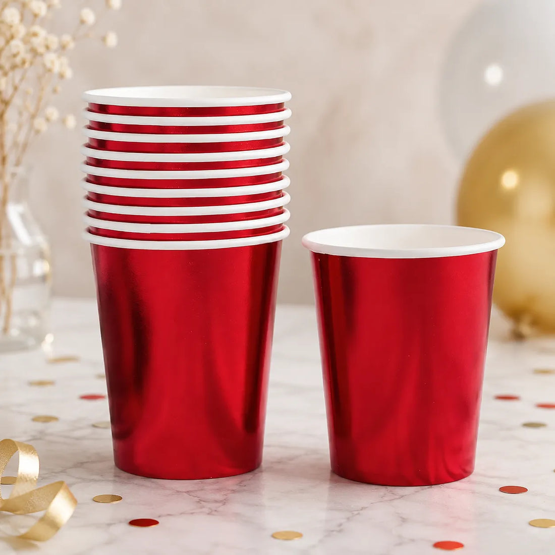Gobelet Jetable Rouge Métallisé Classe