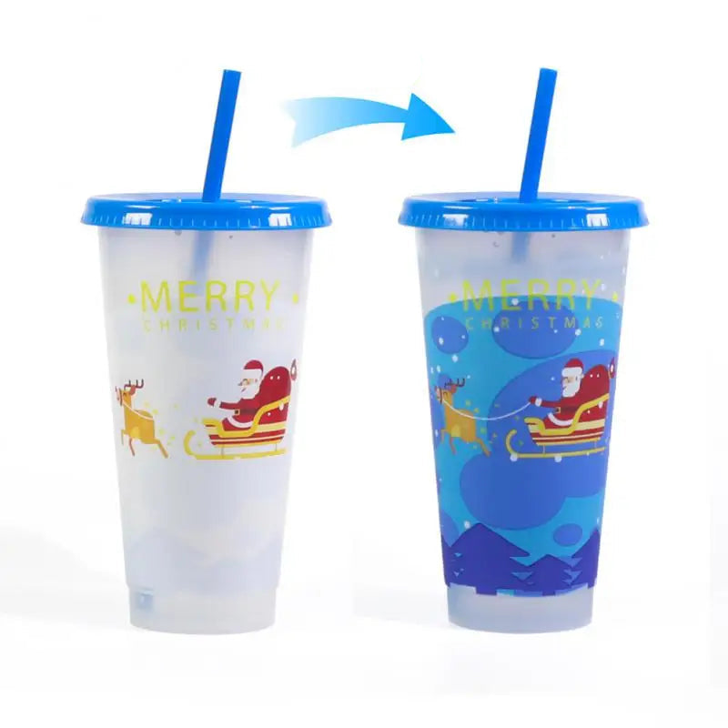 Gobelet Noël en Plastique Illustré Bleu