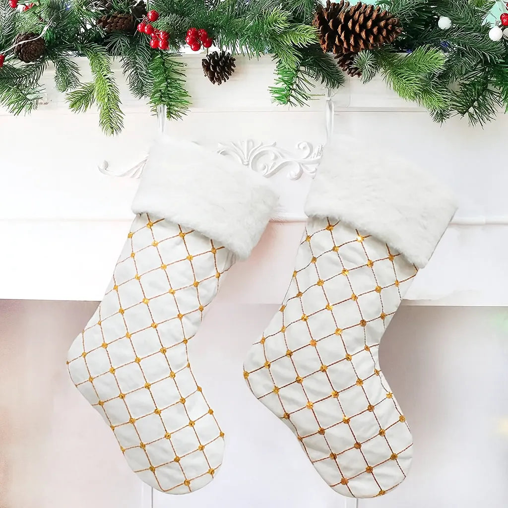 Grande Chaussette de Noël Blanche Chic