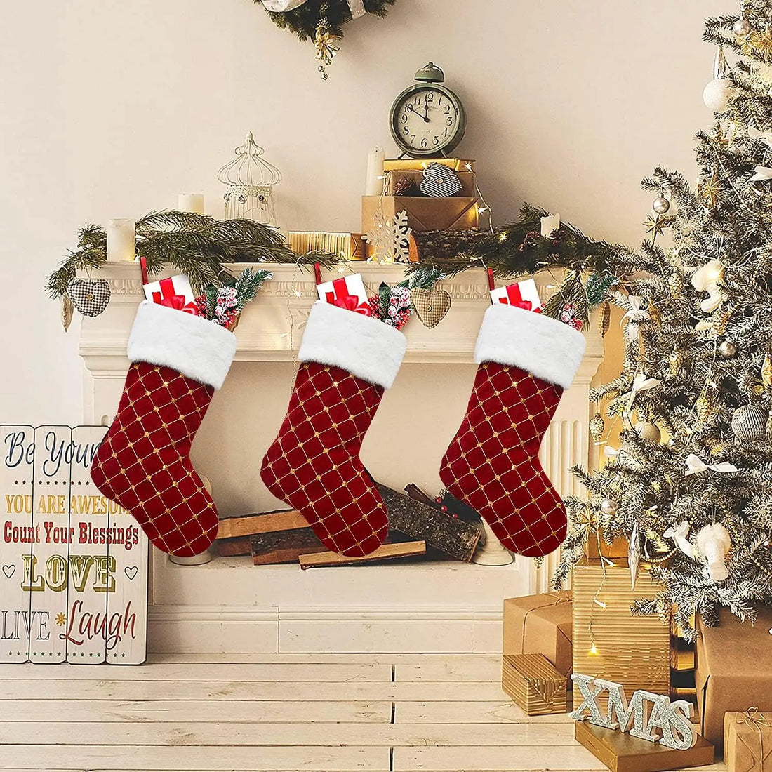 Grande Chaussette de Noël Rouge