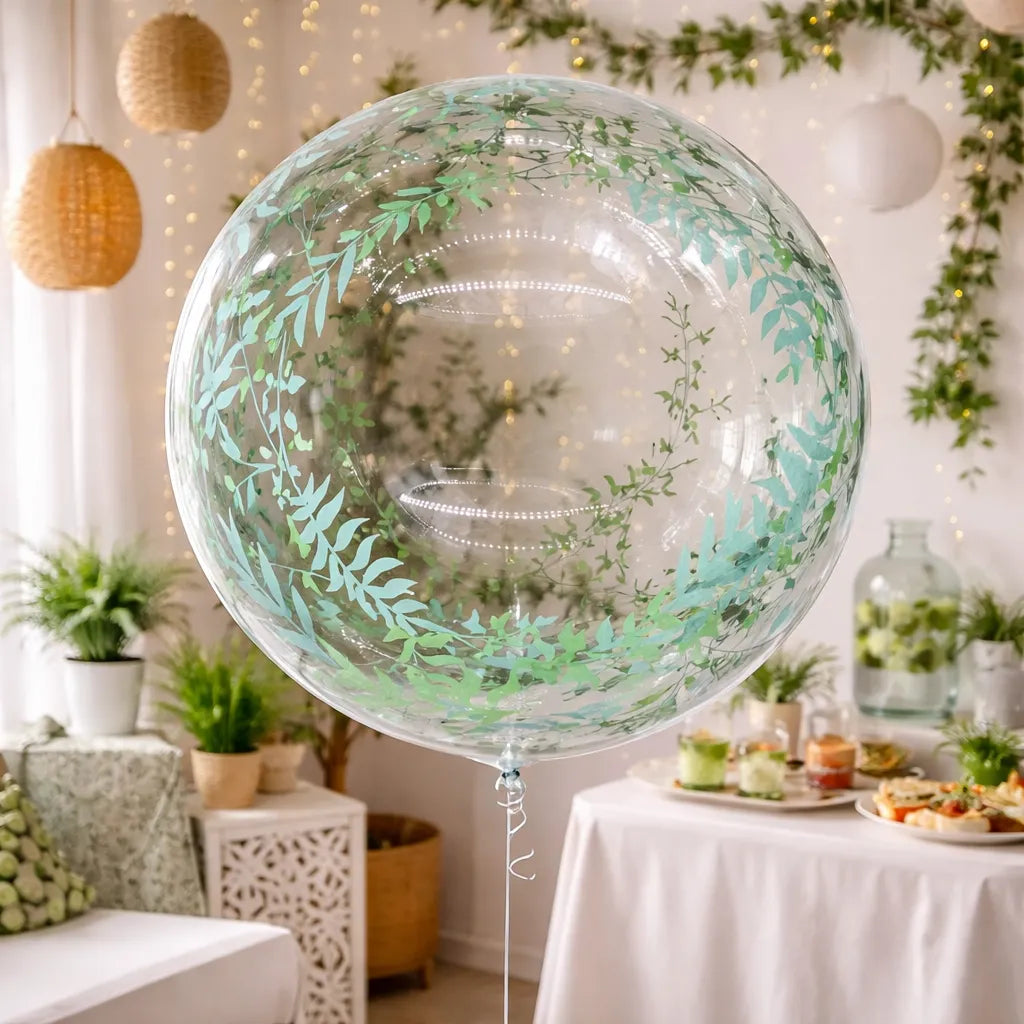 Gros Ballon Transparent à Feuillages