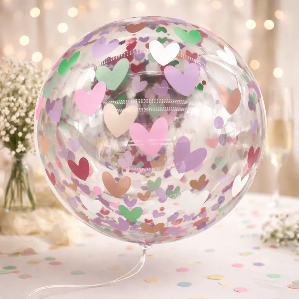 Gros Ballon Transparent à Motif Cœurs