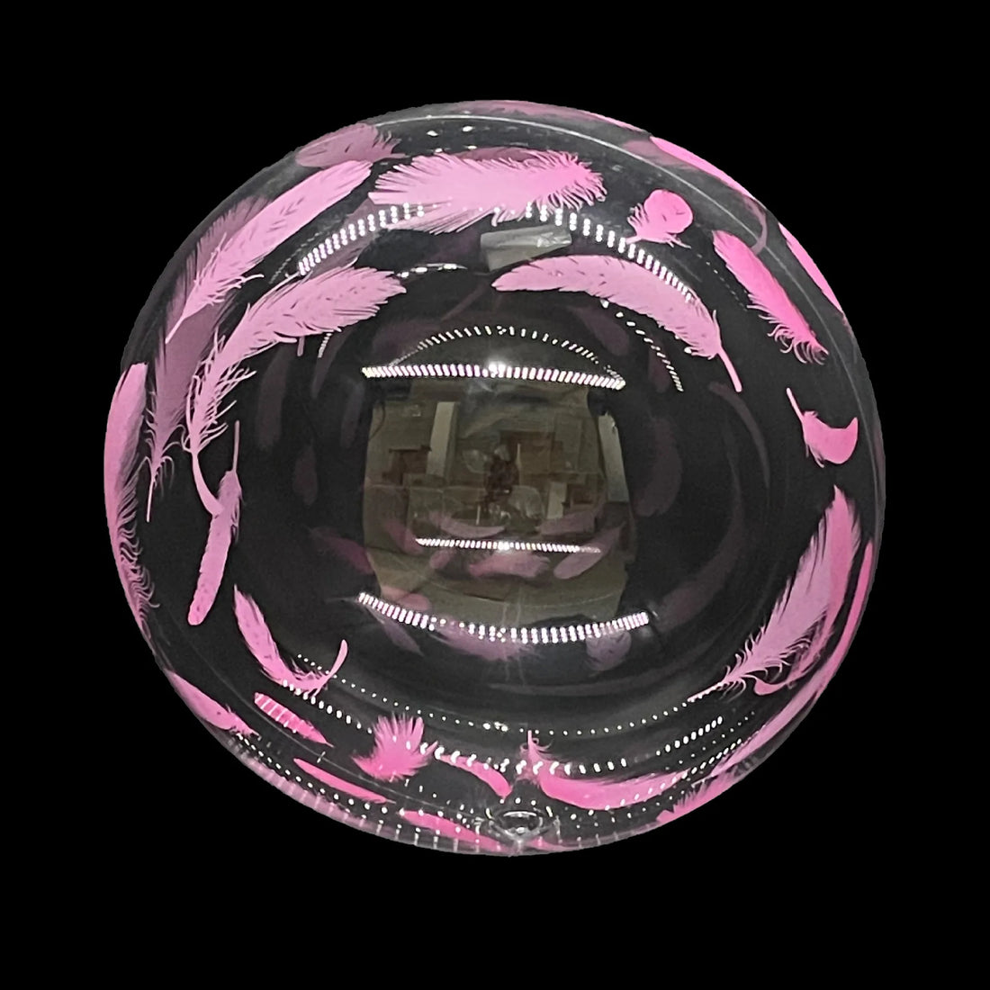 Gros Ballon Transparent à Plumes Roses Unique