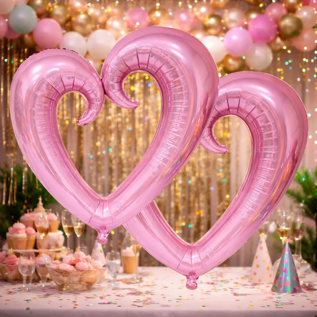 Gros Ballons Cœur Roses