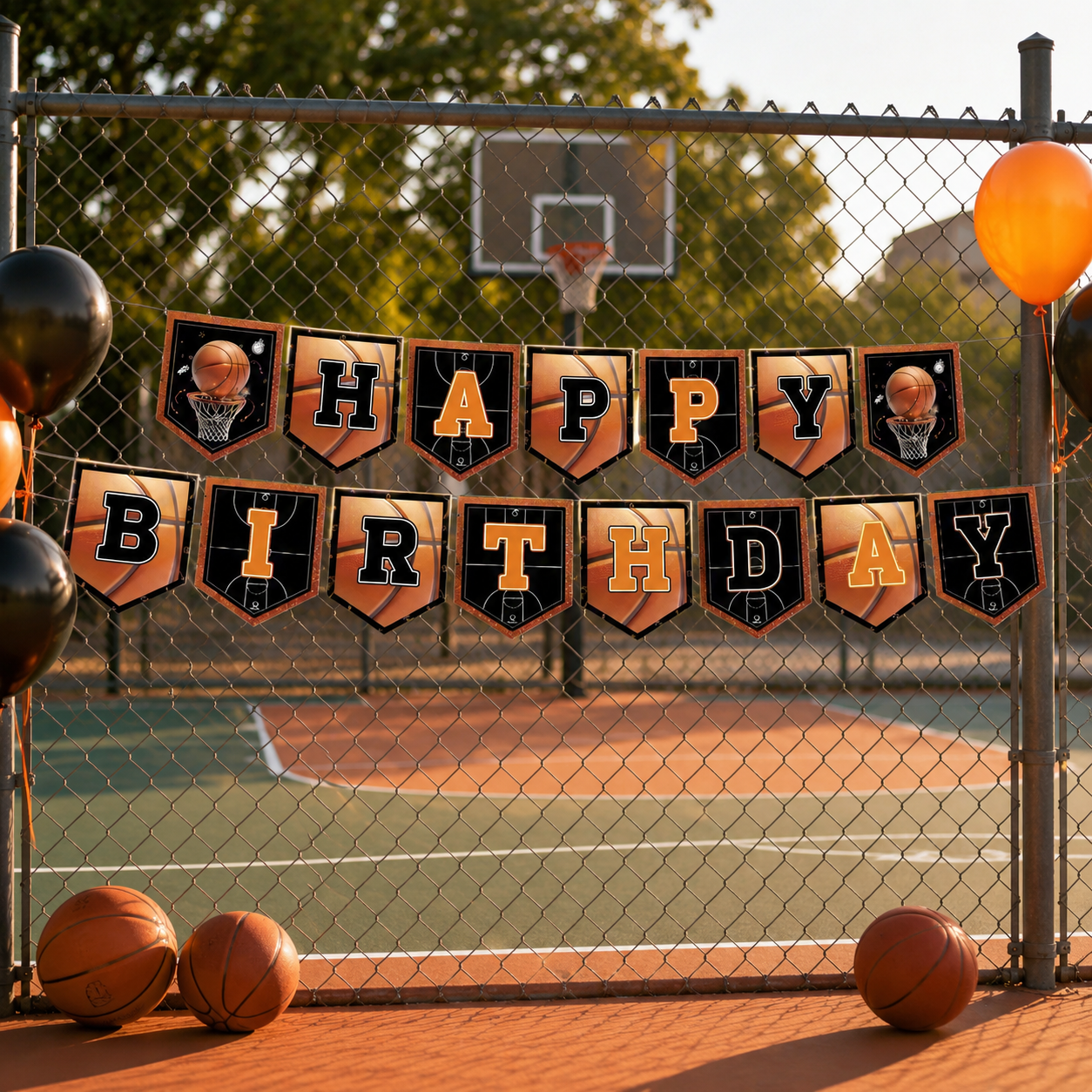 Guirlande Anniversaire Basketball Orange