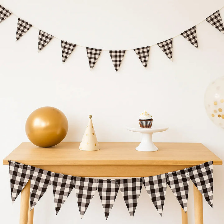 Guirlande Anniversaire Carreaux Marrons