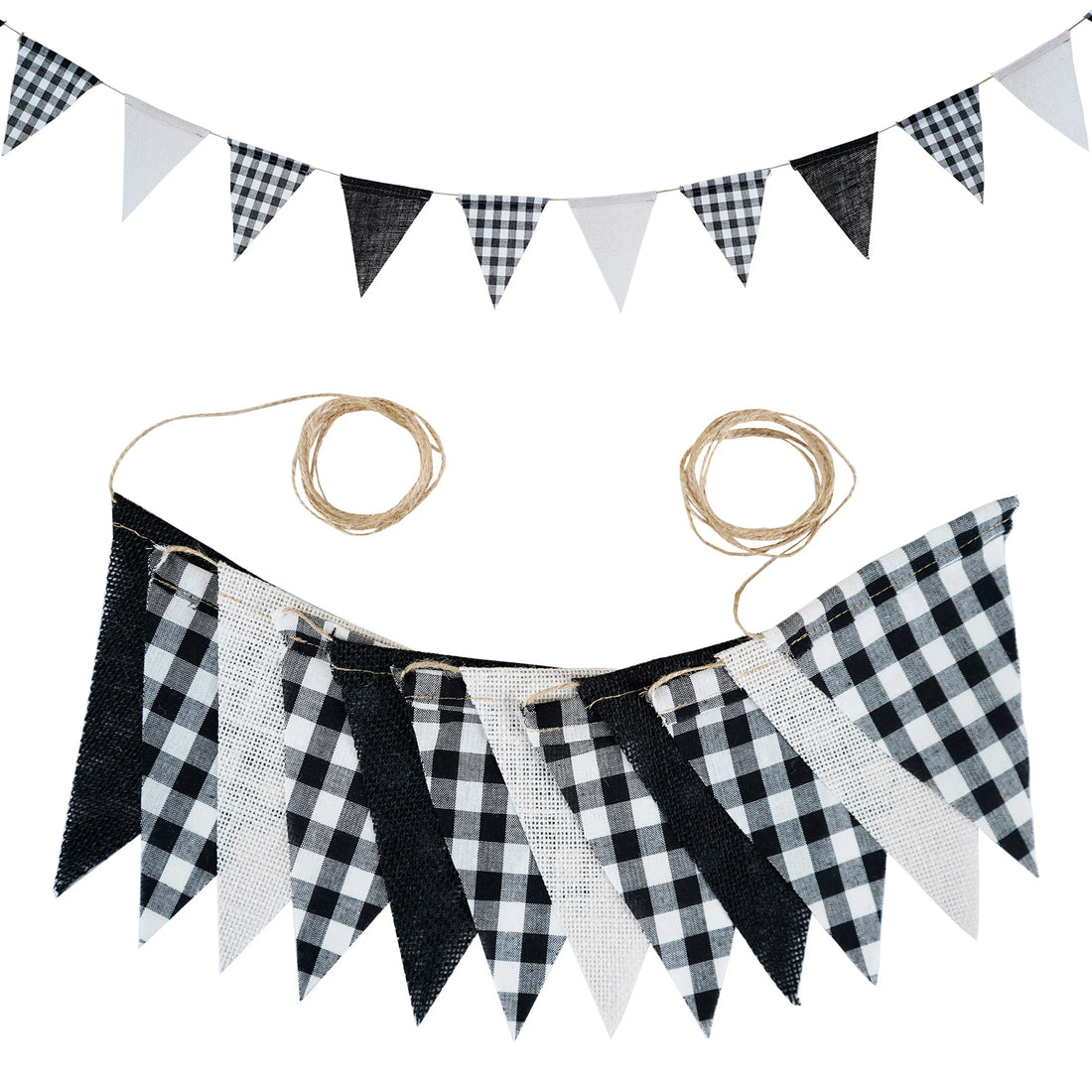 Guirlande Anniversaire Carreaux Noirs-blancs Unique