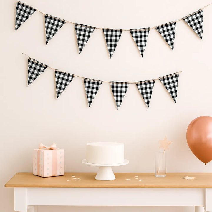 Guirlande Anniversaire Carreaux Noirs