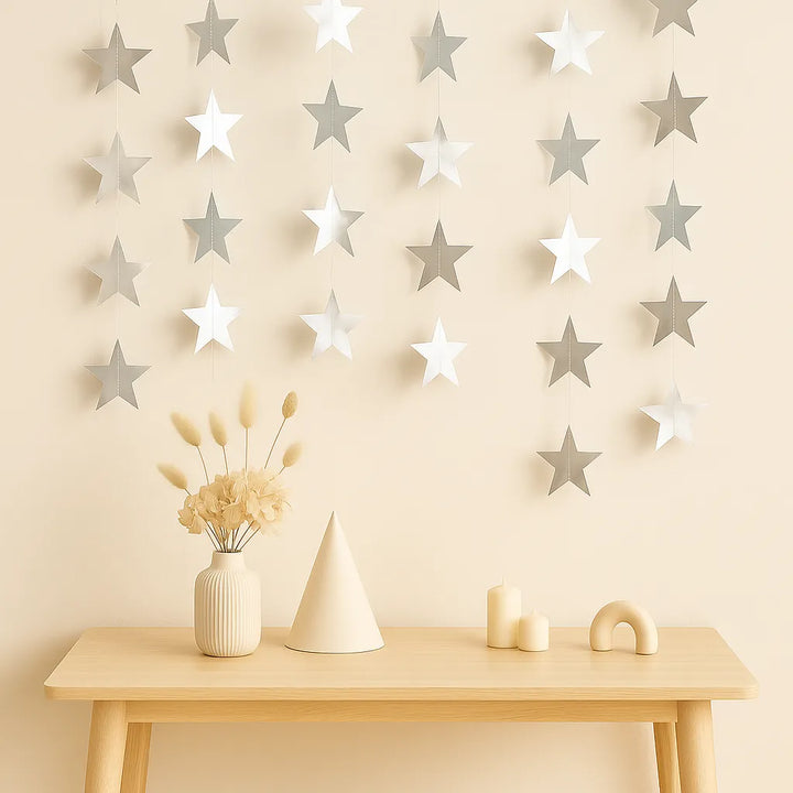 Guirlande Anniversaire Etoiles Argentée