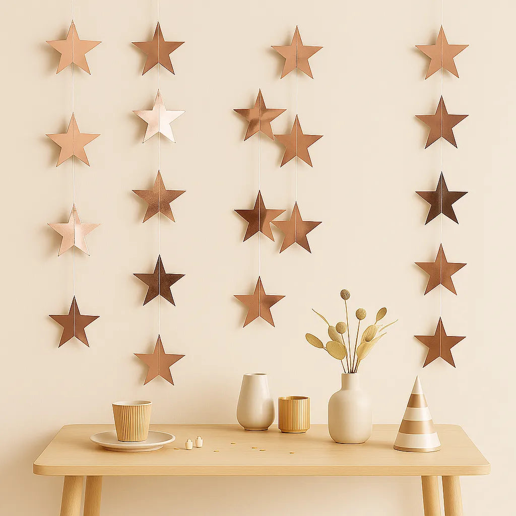 Guirlande Anniversaire Etoiles Rose Gold Design