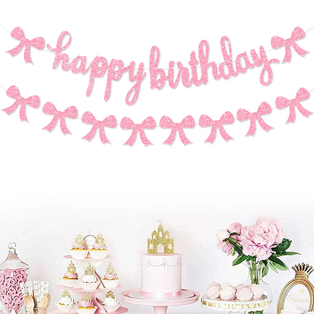 Guirlande Anniversaire Nœud Rose Unique
