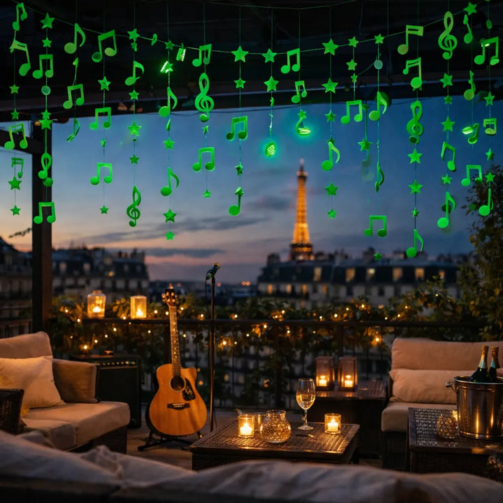 Guirlande Déco Verte Notes de Musiques