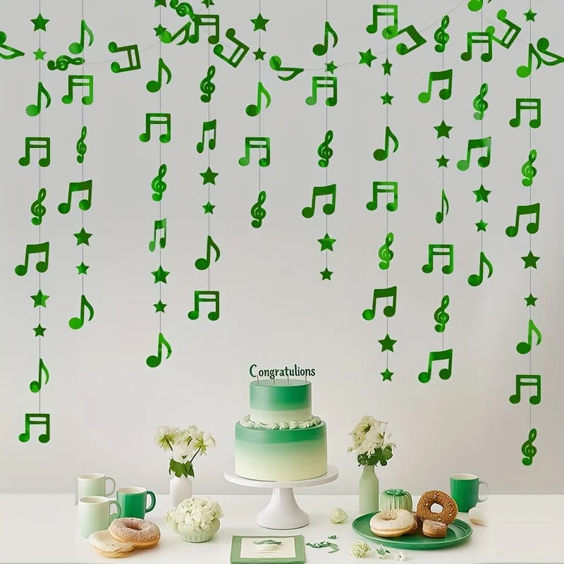 Guirlande Déco Verte Notes de Musiques moderne