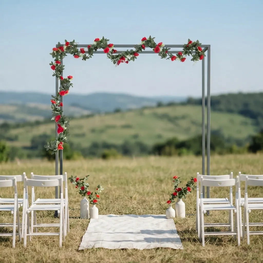 Guirlande De Roses Rouges Déco Arche Mariage Minimaliste