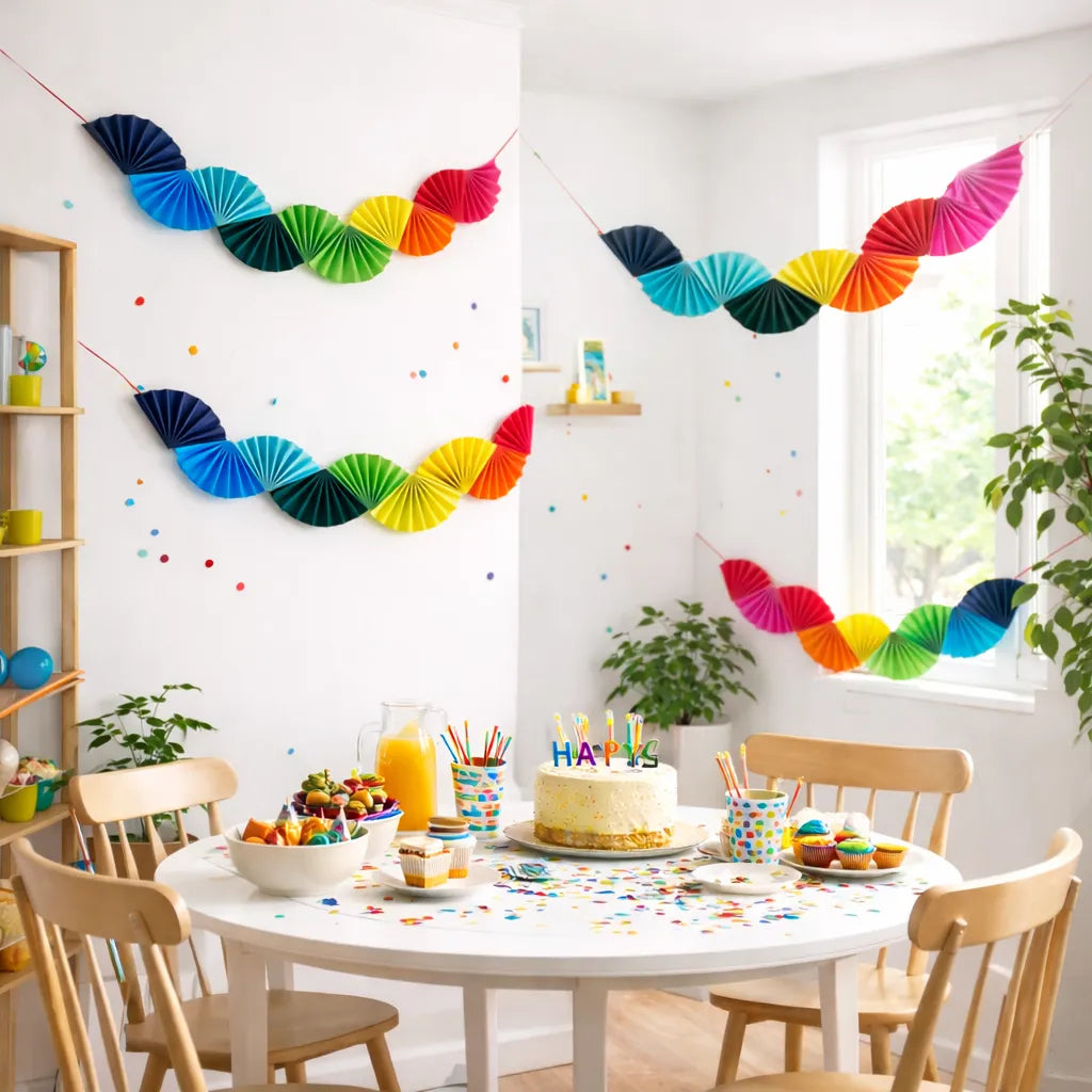 Guirlande Eventails Multicolores en Papier