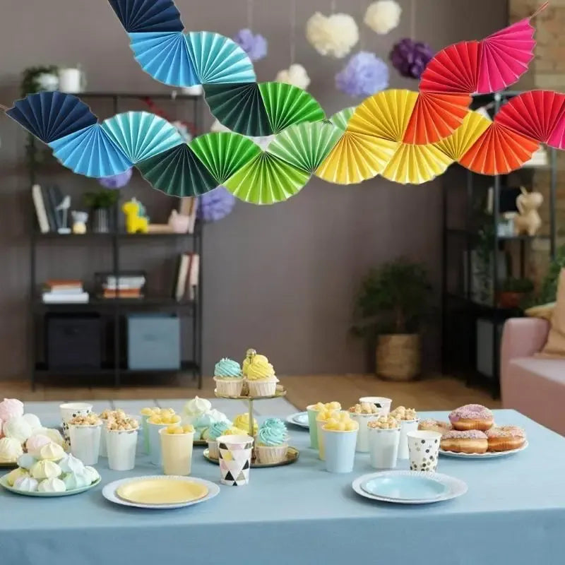 Guirlande Eventails Multicolores en Papier Festive