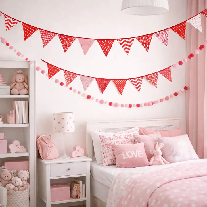 Guirlande Fanion Rouge en Tissu
