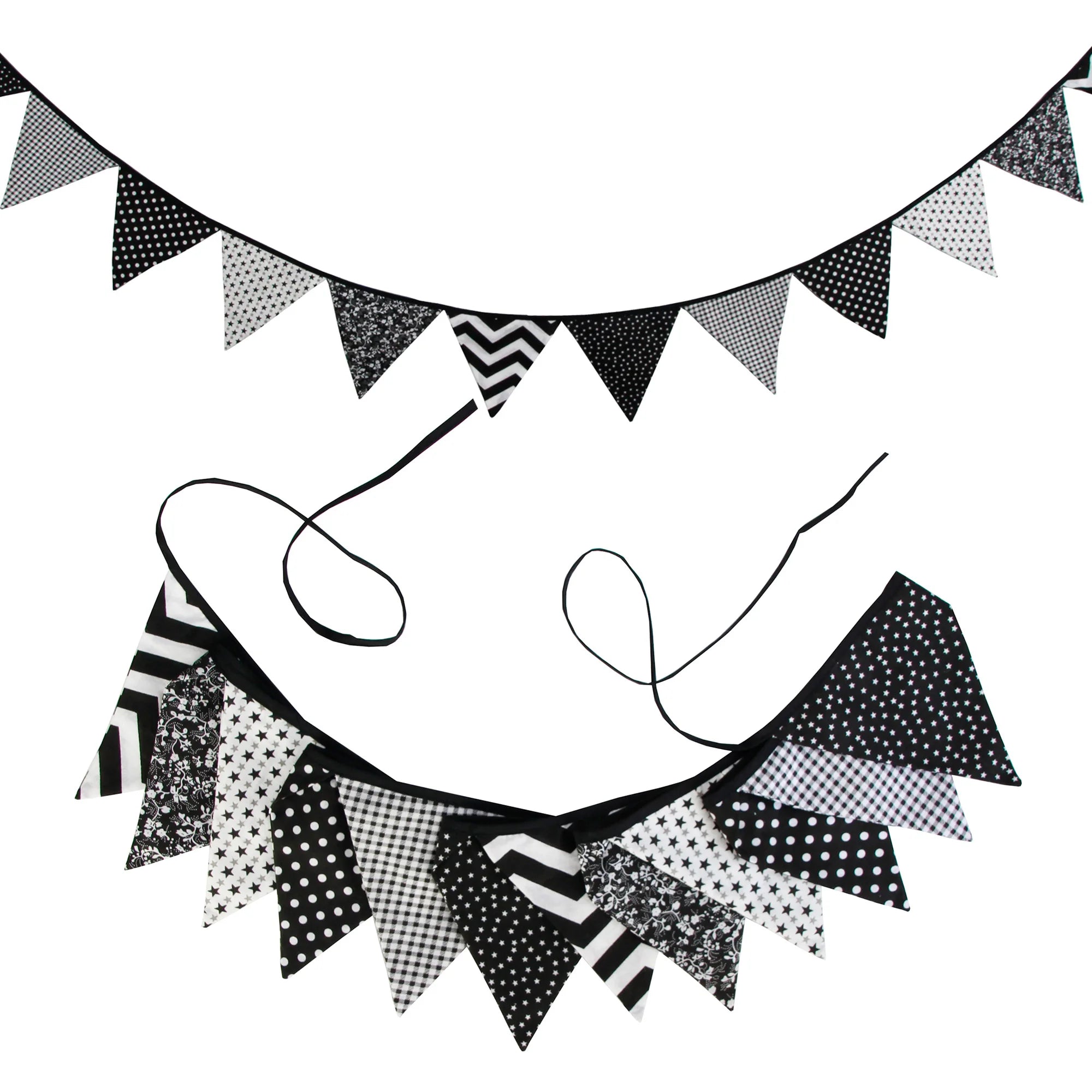 Guirlande Fanions Noir et Blanc Tissu Design