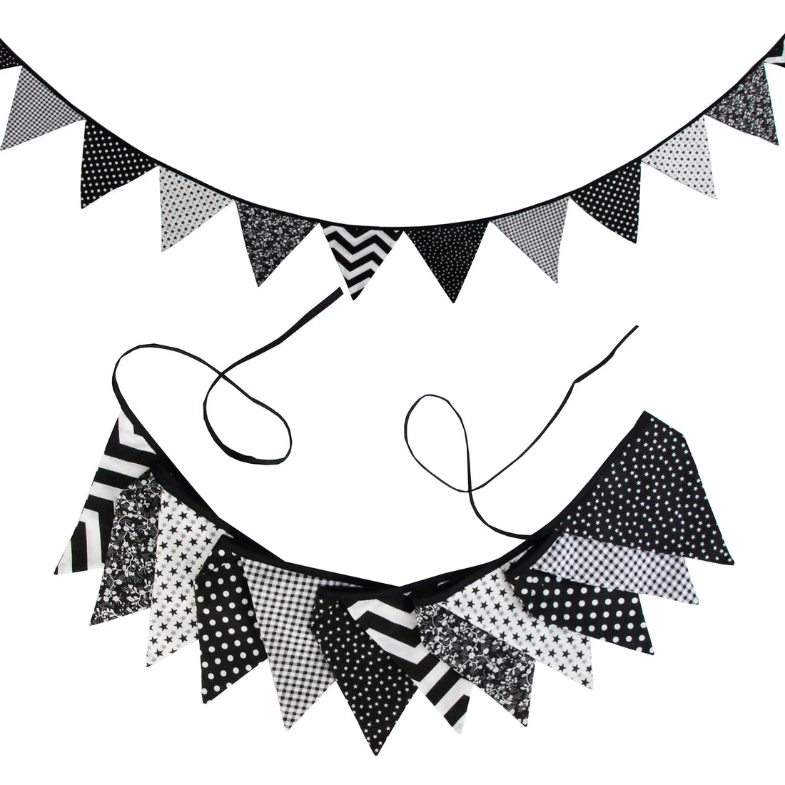 Guirlande Fanions Noir et Blanc Tissu Design