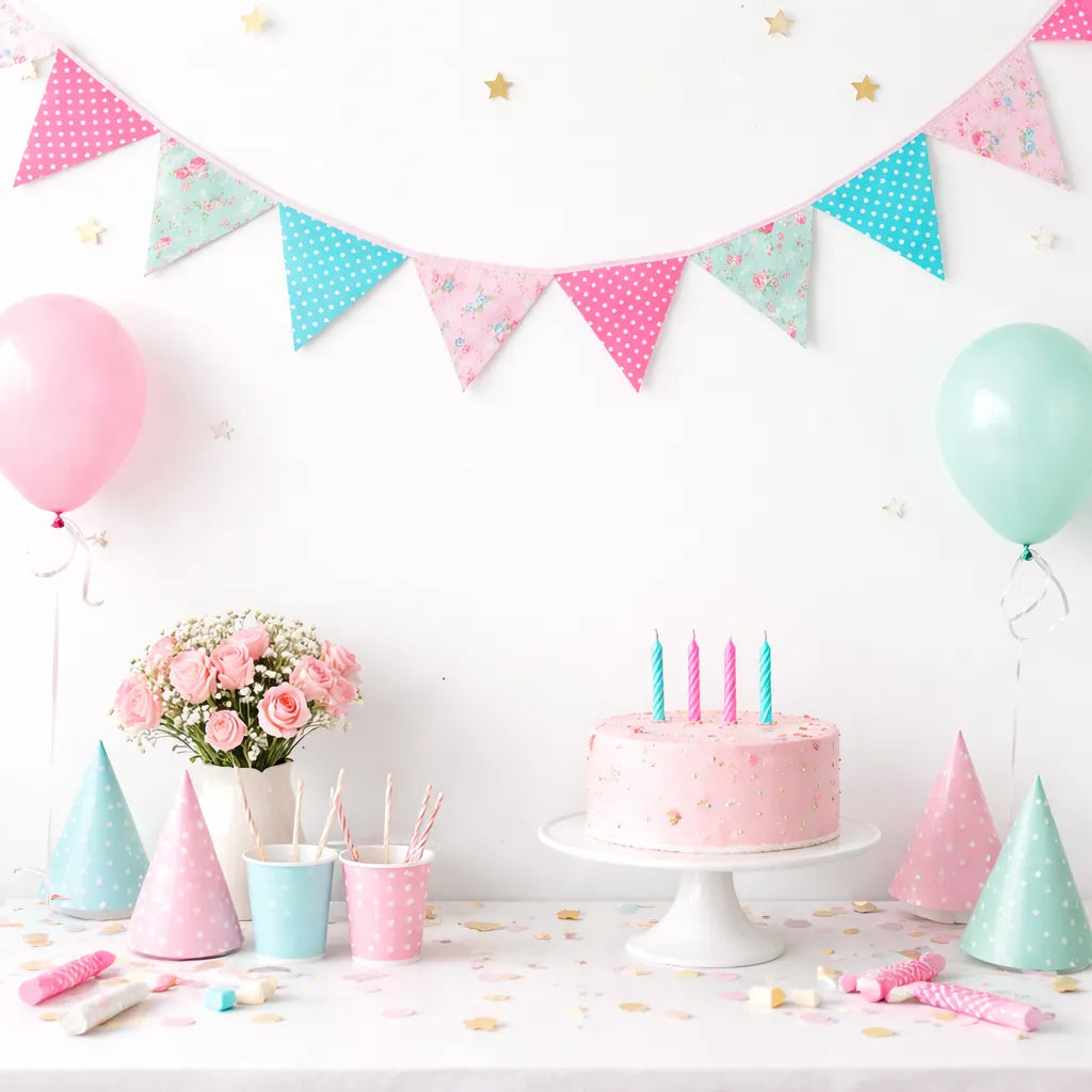 Guirlande Fanions Rose et Bleu Minimaliste
