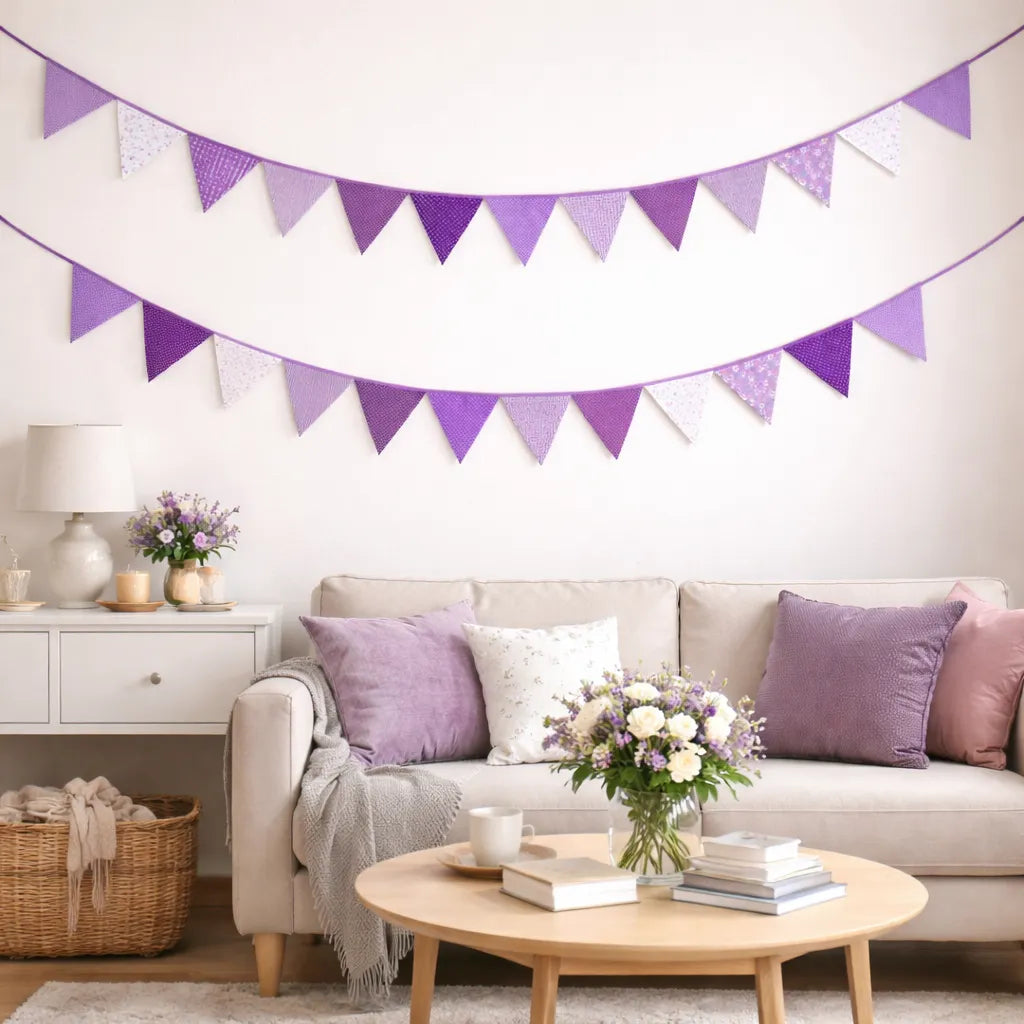 Guirlande Fanions Tissu Violet