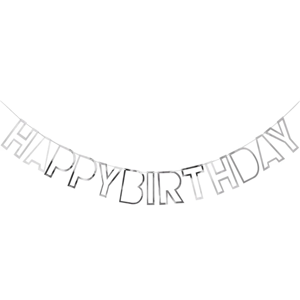 Guirlande Happy Birthday Contour Argenté