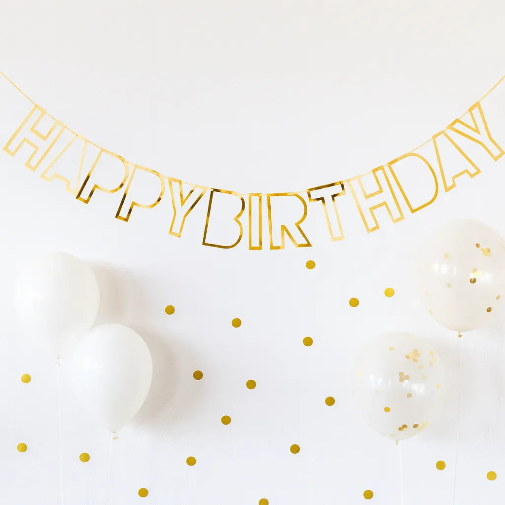 Guirlande Happy Birthday Contour Doré