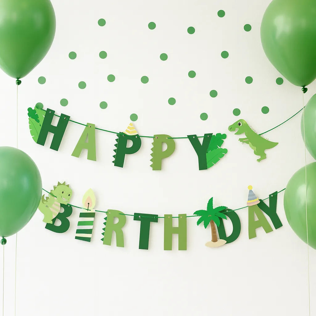 Guirlande Happy Birthday Dinosaure Vert Original Design